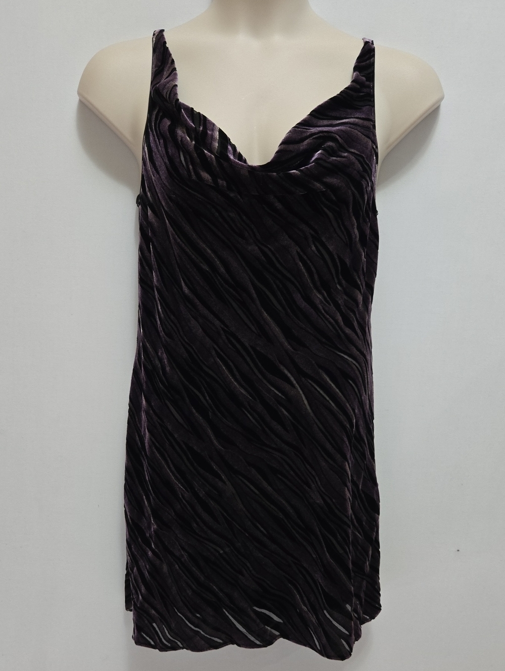 Josie Natori Velvet Burnout Nightie Nightgown M Slip Dress Drape Cowl Neck Y2K